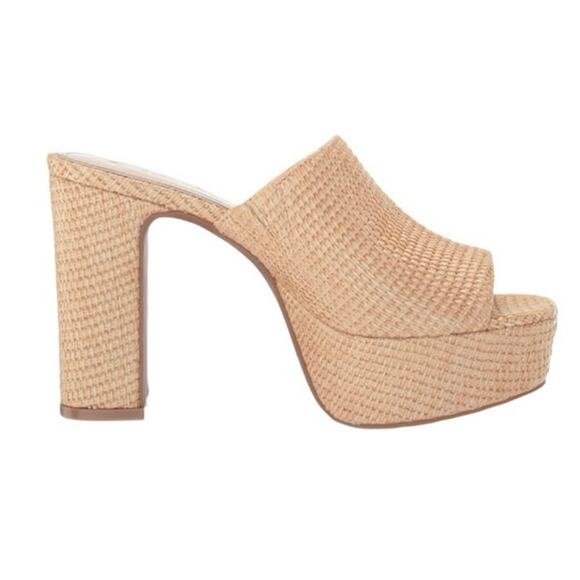 Jessica Simpson Camree Platform Slide Sandals Raffia Block Heels 7.5M NEW - Picture 4 of 14